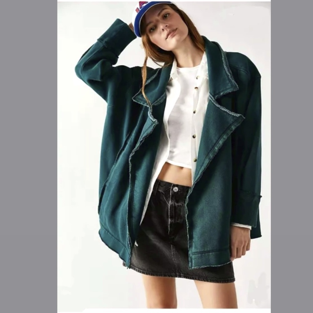 Free People Teal Oversized Sweatshirt